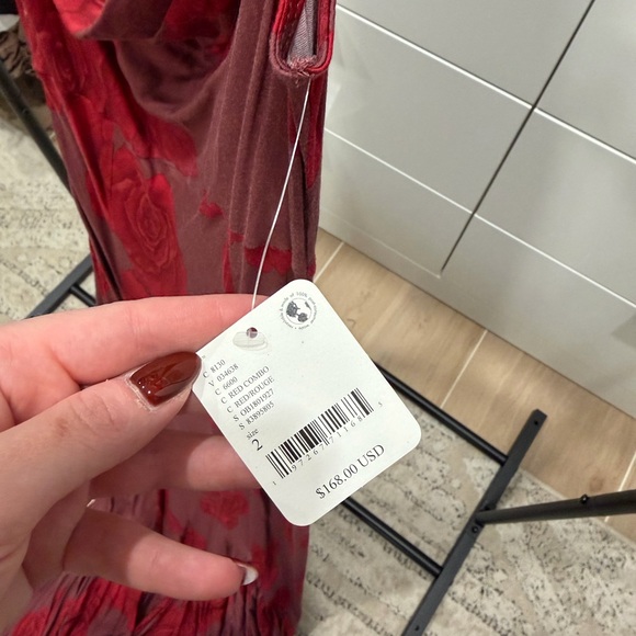 Free People Deep Red Floral Backless Dress - Picture 3 of 3